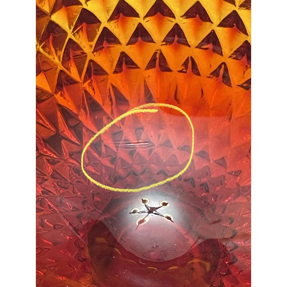 Viking Glass Dimond Point Fairy Lamp 6.75” UV Glows Red Amber Color Variation - Picture 14 of 14